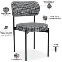 Kit 06 Cadeiras Estofadas Para Sala De Jantar Louvre L02 Pied Poule - Lyam Decor