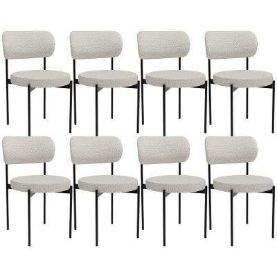 Kit 08 Cadeiras Estofadas Para Sala De Jantar Louvre L02 Bouclê Cru - Lyam Decor