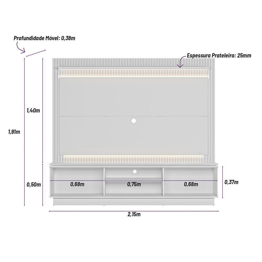 Home Para Tv Até 65pol Guararapes Com Led 2pts Linea Brasil Nature Com Off White - 8