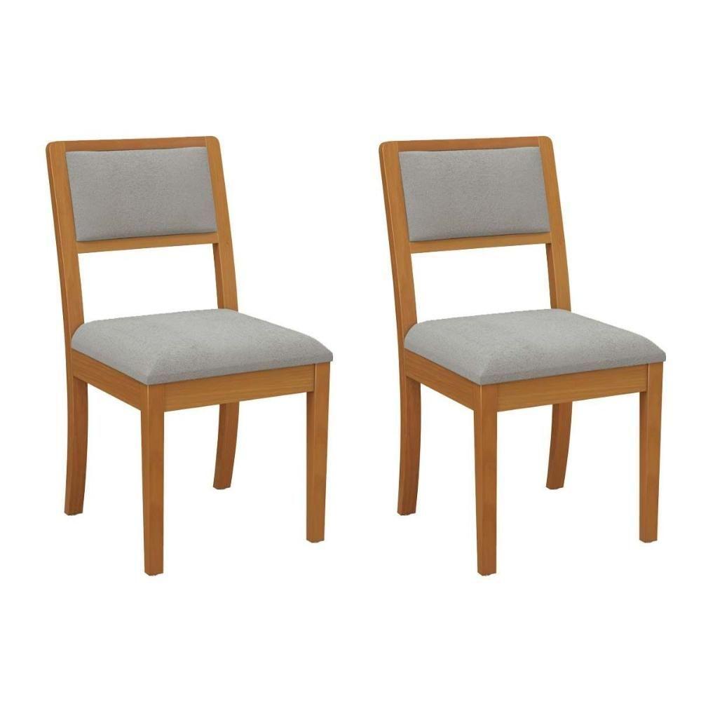 Kit 2 Cadeiras De Cozinha Alice Madeira Maciça 2cmm003ca 2un Carvalho-boucle Cinza - Kappesberg - 1
