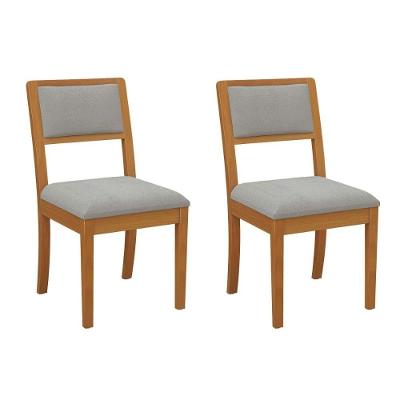 Kit 2 Cadeiras De Cozinha Alice Madeira Maciça 2cmm003ca 2un Carvalho-boucle Cinza - Kappesberg