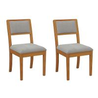 Kit 2 Cadeiras De Cozinha Alice Madeira Maciça 2cmm003ca 2un Carvalho-boucle Cinza - Kappesberg - 1