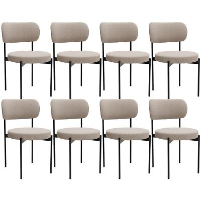 Kit 08 Cadeiras Estofadas Para Sala De Jantar Louvre L02 Bouclê Creme - Lyam Decor