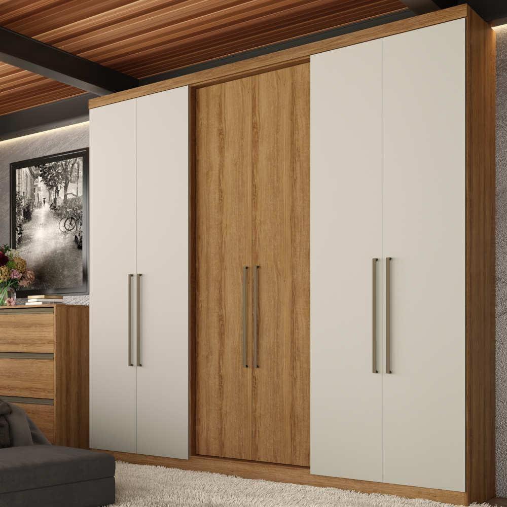 Guarda-roupa Casal 6 Portas 2 Gavetas Thb Presence Almendra - 1