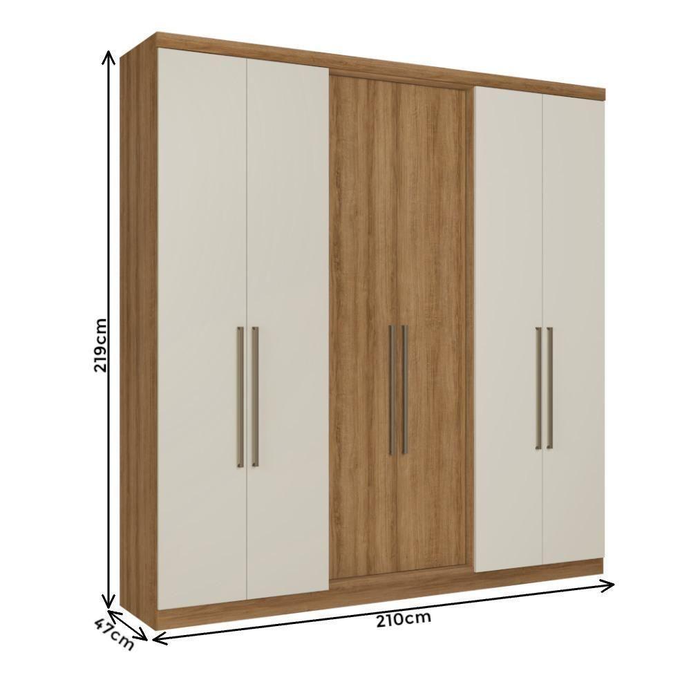 Guarda-roupa Casal 6 Portas 2 Gavetas Thb Presence Almendra - 4