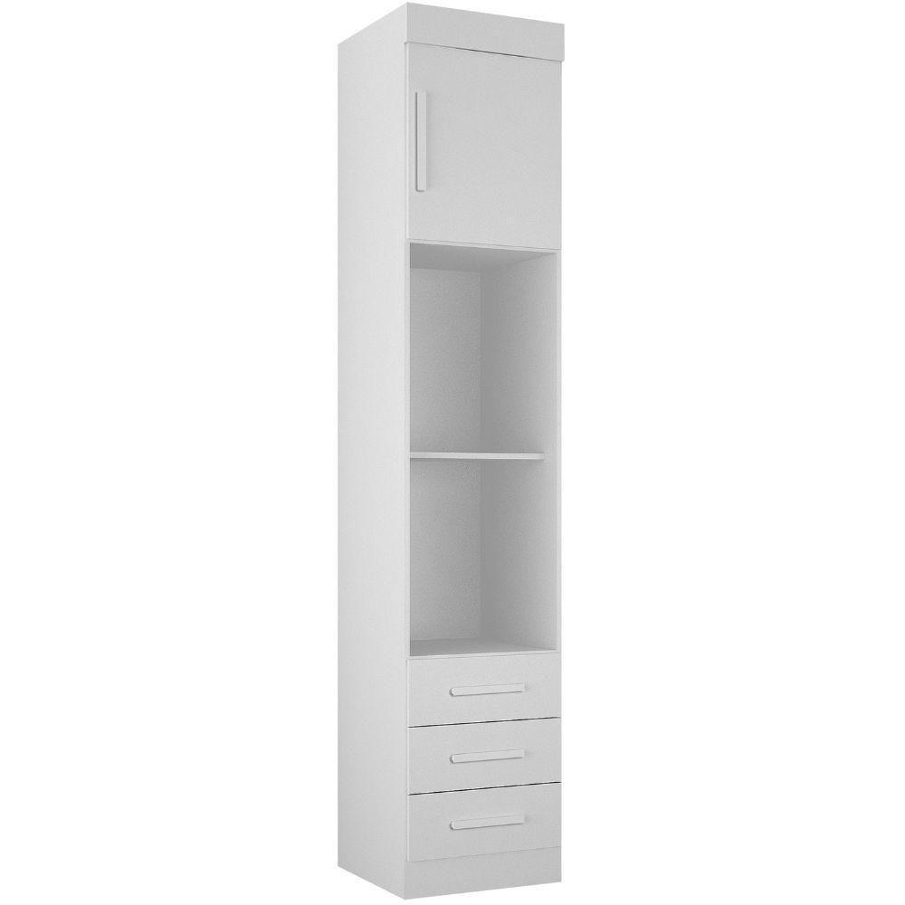 Guarda Roupa Modulado Individual Orion Branco 1 Porta 3 Gavetas Leifer Móveis - 1