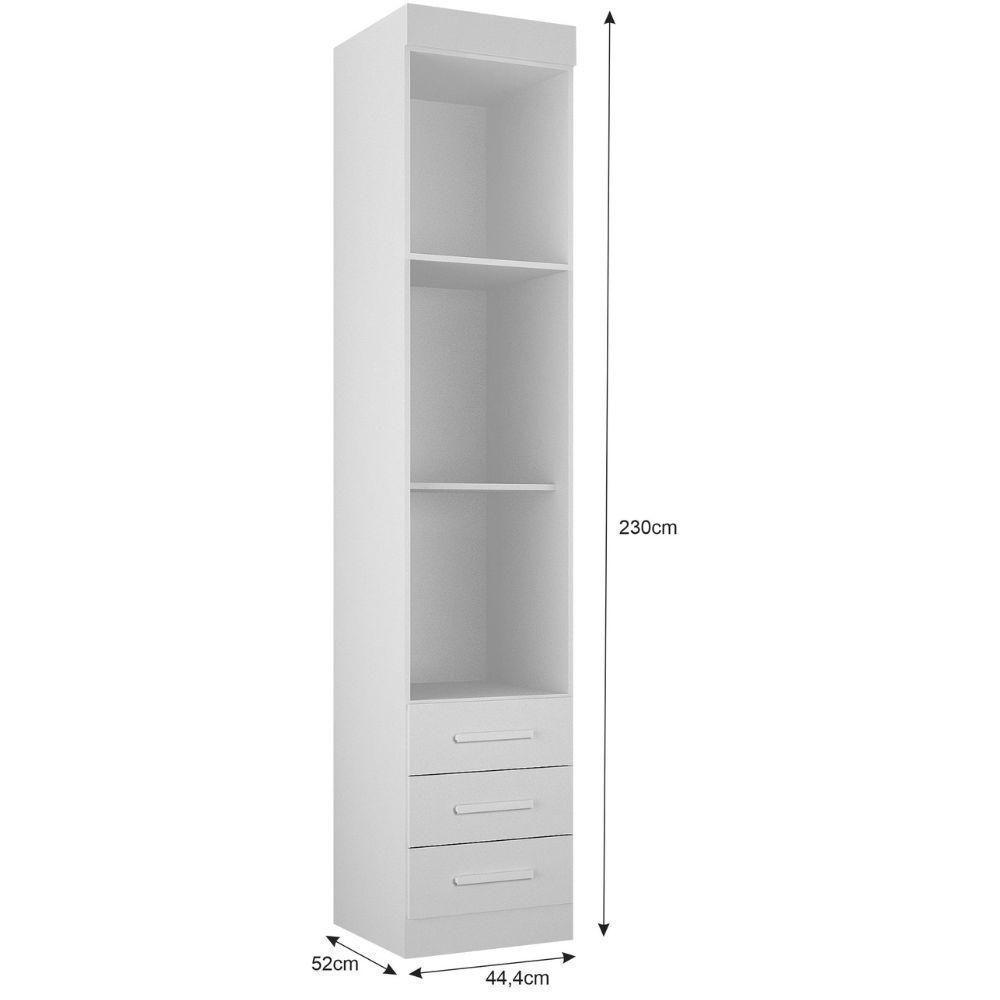 Guarda Roupa Modulado Individual Orion Branco 1 Porta 3 Gavetas Leifer Móveis - 3