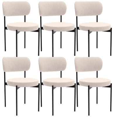 Kit 06 Cadeiras Estofadas Para Sala De Jantar Louvre L02 Suede Bege - Lyam Decor