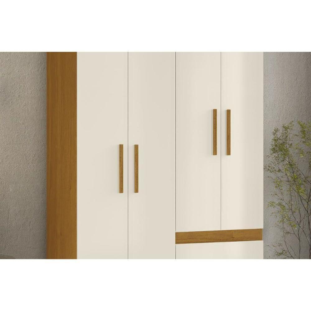 Guarda Roupa Solteiro 4 Portas E 2 Gavetas Maya Nature-off White - Acp - 9