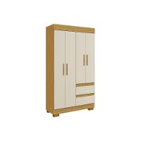 Guarda Roupa Solteiro 4 Portas E 2 Gavetas Maya Nature-off White - Acp - 7