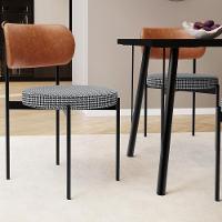 Kit 08 Cadeiras Estofadas Para Sala De Jantar Louvre L02 Couríssimo Camel Pied Poule - Lyam Decor - 2