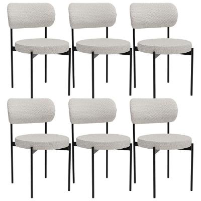 Kit 06 Cadeiras Estofadas Para Sala De Jantar Louvre L02 Bouclê Cru - Lyam Decor