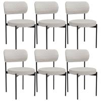 Kit 06 Cadeiras Estofadas Para Sala De Jantar Louvre L02 Bouclê Cru - Lyam Decor - 1