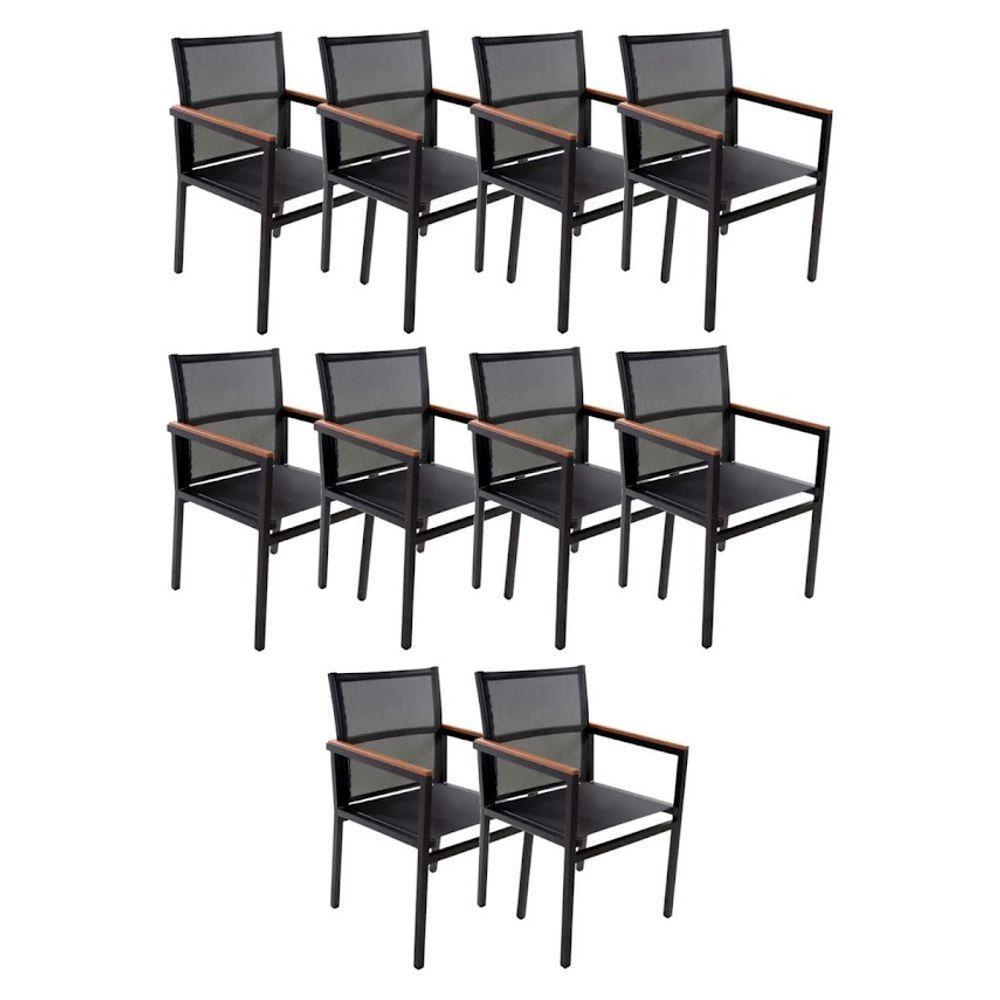 Kit 10 Cadeira Diamante Alumínio Sling Hotel Piscina Jardim - 1