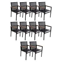 Kit 10 Cadeira Diamante Alumínio Sling Hotel Piscina Jardim - 1