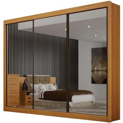 Guarda Roupa São Paulo Cinamomo 3 Portas Espelhadas 6 Gavetas Leifer Móveis