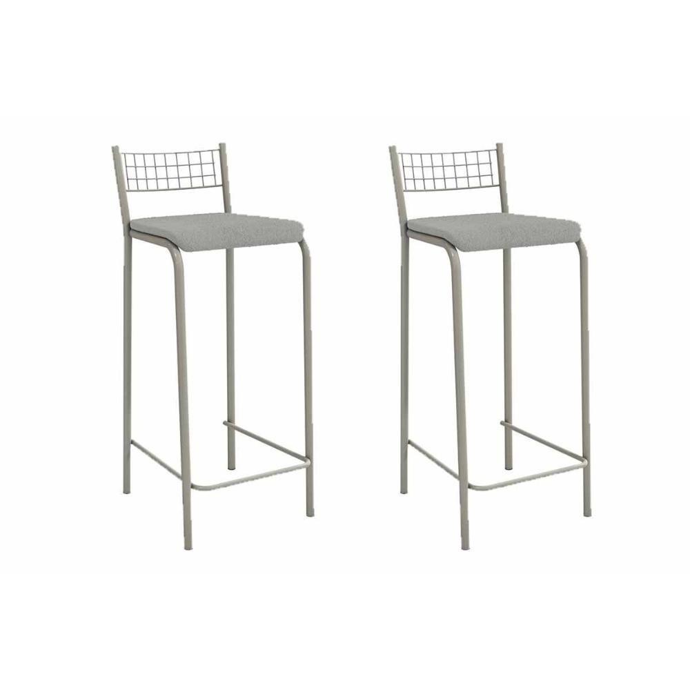 Kit 2 Banqueta De Cozinha Gênova 2b705nk Aço 2 Un Niquel-boucle Cinza - Kappesberg - 1