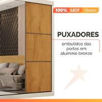 Guarda Roupas Casal 3 Portas De Correr Com Espelho 100% Mdf Flex 6 Gavetas Argel Off White / Madeirado - 5