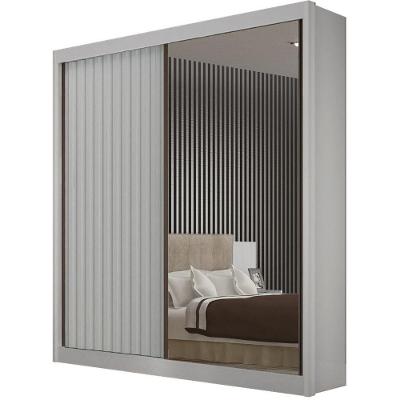 Guarda Roupa São Paulo Ripado Branco 2 Portas 3 Gavetas Leifer Móveis