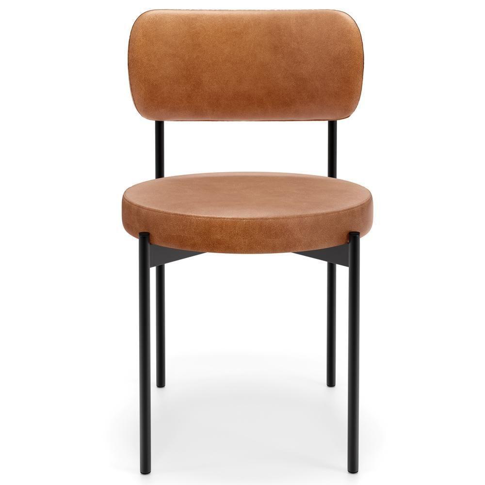 Kit 02 Cadeiras Estofadas Para Sala De Jantar Louvre L02 Couríssimo Canela - Lyam Decor - 3