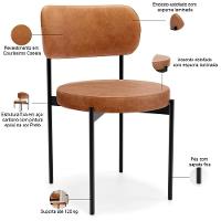 Kit 02 Cadeiras Estofadas Para Sala De Jantar Louvre L02 Couríssimo Canela - Lyam Decor