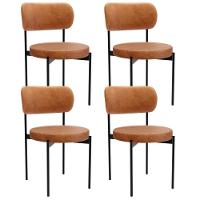 Kit 04 Cadeiras Estofadas Para Sala De Jantar Louvre L02 Couríssimo Canela - Lyam Decor - 1