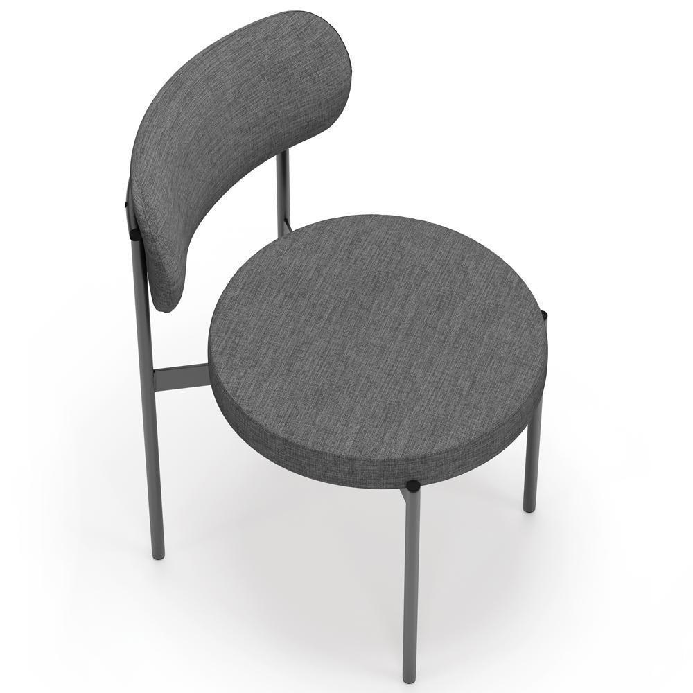 Kit 06 Cadeiras Estofadas Para Sala De Jantar Louvre L02 Linho Cinza Escuro - Lyam Decor - 8