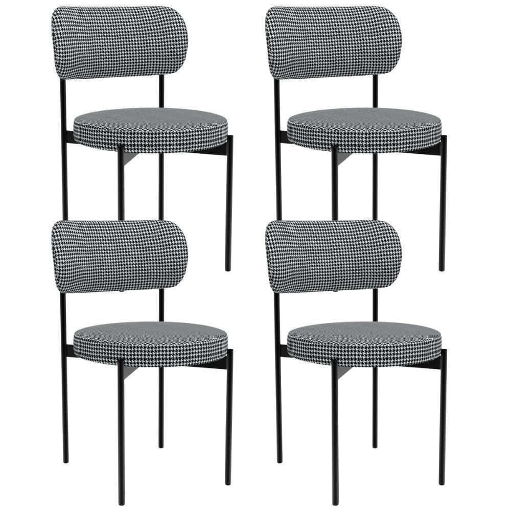 Kit 04 Cadeiras Estofadas Para Sala De Jantar Louvre L02 Pied Poule - Lyam Decor - 1