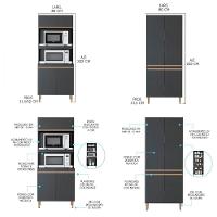 Kit 2 Armários Para Cozinha Multiuso Forno/micro Menu Móveis Preto - 2