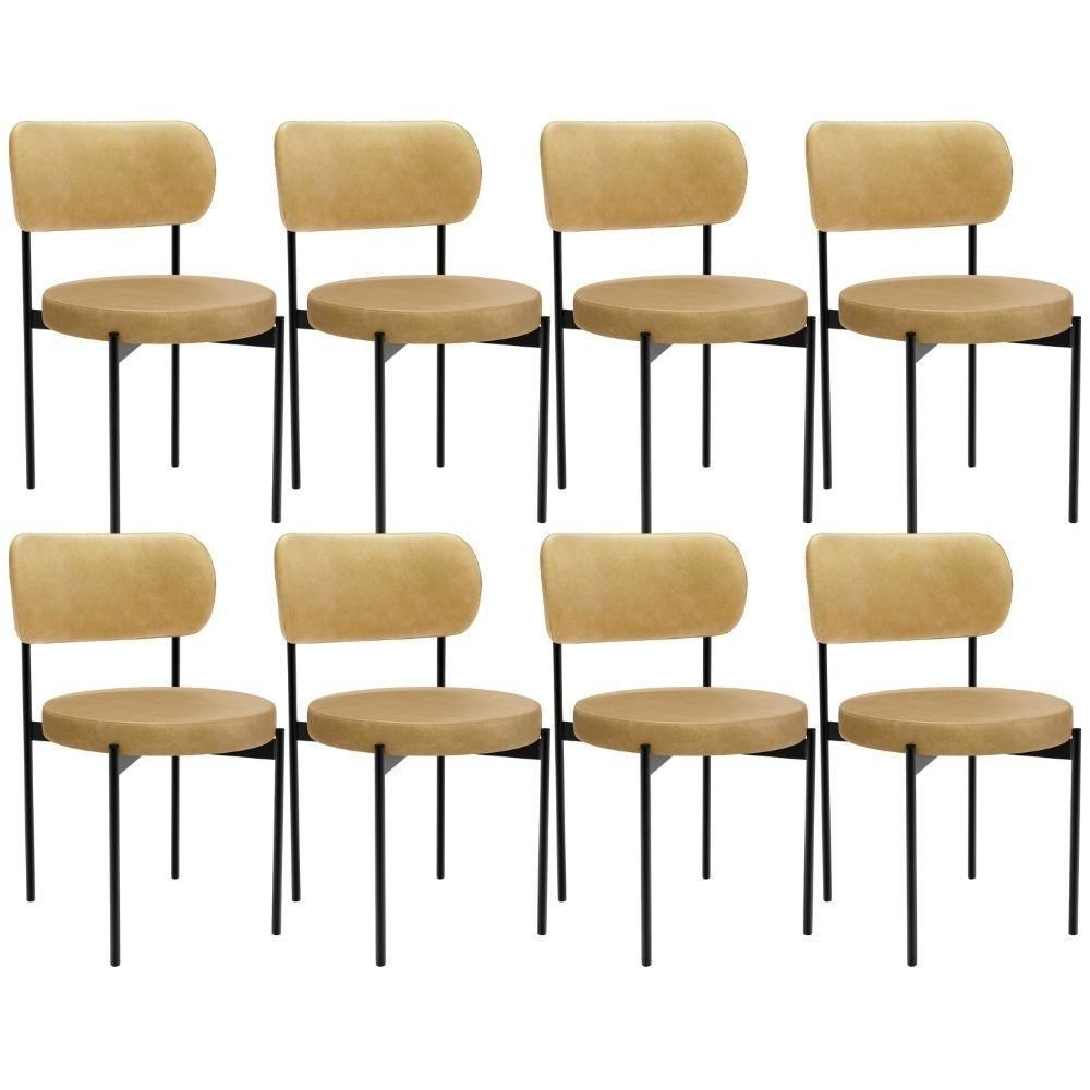 Kit 08 Cadeiras Estofadas Para Sala De Jantar Louvre L02 Couríssimo Fendi - Lyam Decor - 1