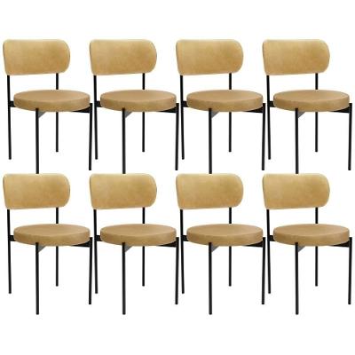 Kit 08 Cadeiras Estofadas Para Sala De Jantar Louvre L02 Couríssimo Fendi - Lyam Decor