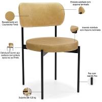 Kit 08 Cadeiras Estofadas Para Sala De Jantar Louvre L02 Couríssimo Fendi - Lyam Decor - 2