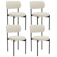 Kit 04 Cadeiras Estofadas Para Sala De Jantar Louvre L02 Linho Champagne - Lyam Decor - 1