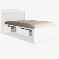 Cama Solteiro Tamires Baú Branco Com Gavetas - 2