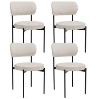 Kit 04 Cadeiras Estofadas Para Sala De Jantar Louvre L02 Linho Cru - Lyam Decor - 1