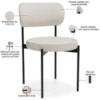 Kit 04 Cadeiras Estofadas Para Sala De Jantar Louvre L02 Linho Cru - Lyam Decor