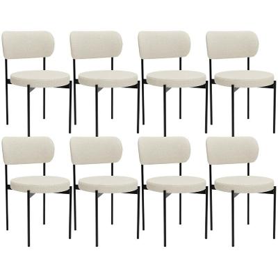 Kit 08 Cadeiras Estofadas Para Sala De Jantar Louvre L02 Linho Champagne - Lyam Decor