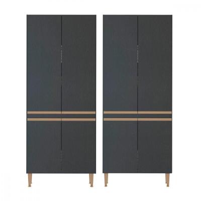 Kit 2 Armários Paneleiro Para Cozinha Multiuso Menu Móveis Preto