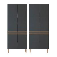 Kit 2 Armários Paneleiro Para Cozinha Multiuso Menu Móveis Preto - 1