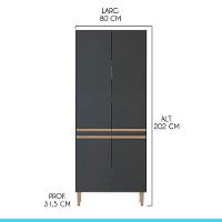 Kit 2 Armários Paneleiro Para Cozinha Multiuso Menu Móveis Preto - 3