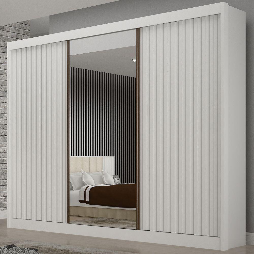 Guarda Roupa São Paulo Ripado Branco 3 Portas 6 Gavetas Leifer Móveis - 2