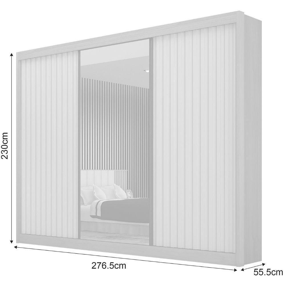 Guarda Roupa São Paulo Ripado Branco 3 Portas 6 Gavetas Leifer Móveis - 3
