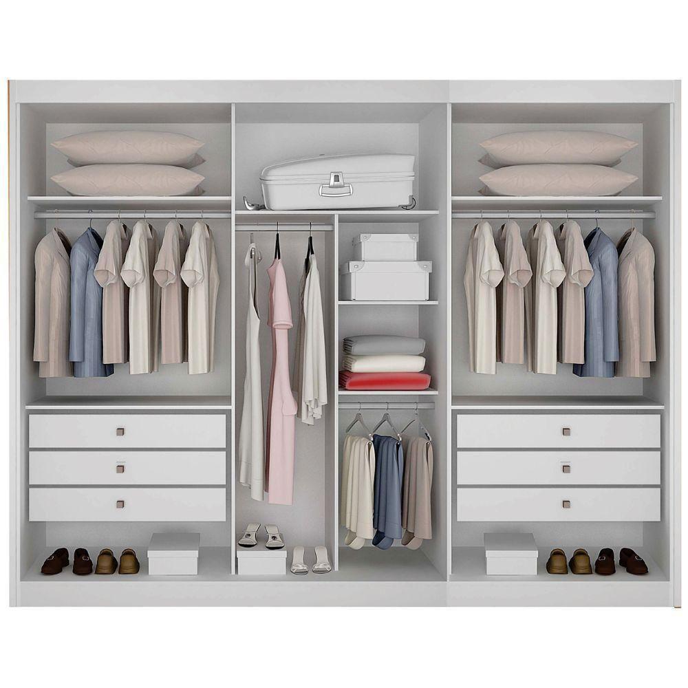 Guarda Roupa São Paulo Ripado Branco 3 Portas 6 Gavetas Leifer Móveis - 4