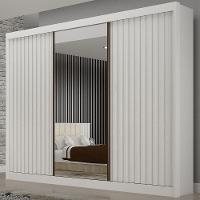 Guarda Roupa São Paulo Ripado Branco 3 Portas 6 Gavetas Leifer Móveis - 2