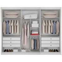 Guarda Roupa São Paulo Ripado Branco 3 Portas 6 Gavetas Leifer Móveis