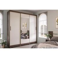 Guarda Roupas 3 Portas De Correr De (1 C- Espelho) E 4 Gavetas Búzios Avelã-off White - Panan - 10