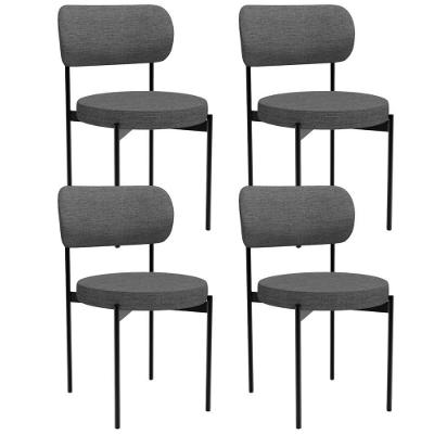 Kit 04 Cadeiras Estofadas Para Sala De Jantar Louvre L02 Linho Cinza Escuro - Lyam Decor