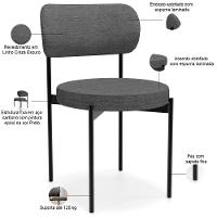 Kit 04 Cadeiras Estofadas Para Sala De Jantar Louvre L02 Linho Cinza Escuro - Lyam Decor