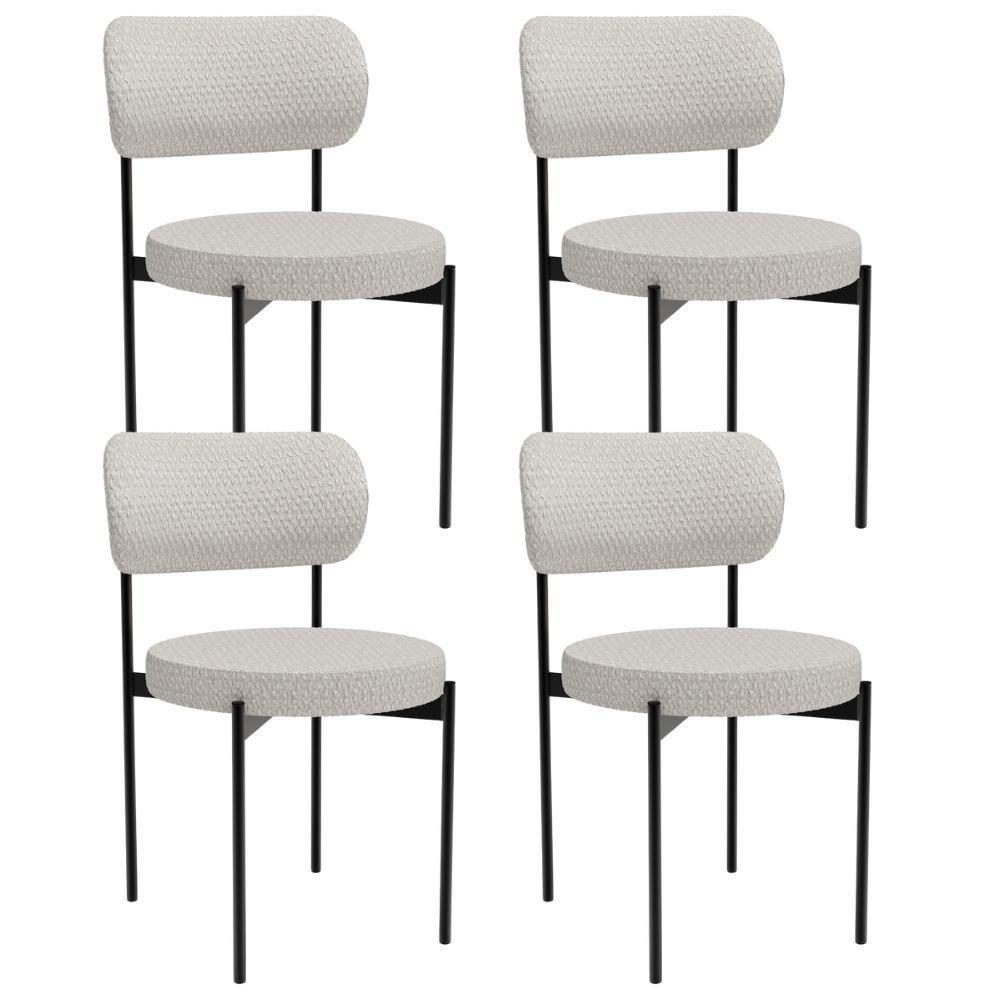 Kit 04 Cadeiras Estofadas Para Sala De Jantar Louvre L02 Bouclê Cru - Lyam Decor - 1