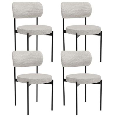 Kit 04 Cadeiras Estofadas Para Sala De Jantar Louvre L02 Bouclê Cru - Lyam Decor